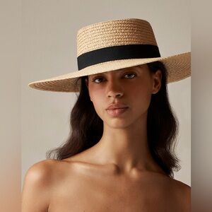 J.Crew Wide-brim boater hat S/M BZ255